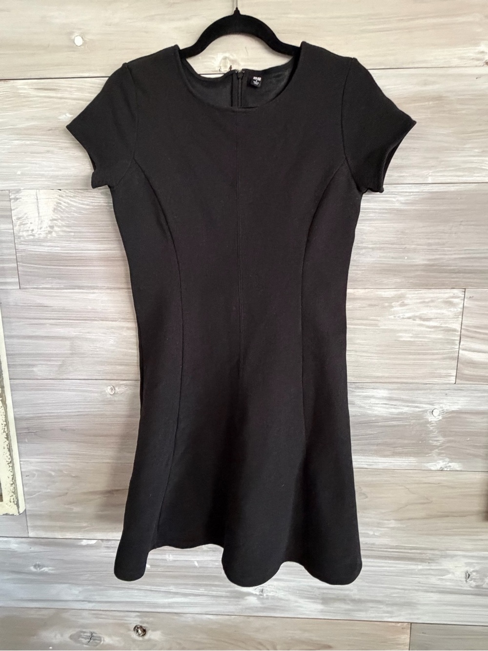 Uniqlo Classic Black Short-Sleeve Fit & Flare Dress